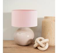 Bosco Natural Stone Globe Ceramic Table Lamp with Fabric Lamp Shade ValueLights Pink One Size