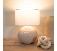 Bosco Natural Stone Globe Ceramic Table Lamp with Fabric Lamp Shade ValueLights White One Size