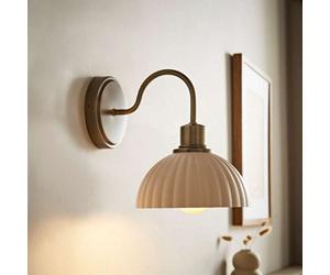 Valuelights Bourton Antique Gold Wall Light With Ribbed Dome Shade