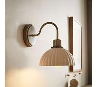 ValueLights Bourton Cream Ribbed Dome Wall Light in Gold ValueLights Gold