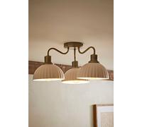 ValueLights Bourton Cream Ribbed Dome 3 Arm Ceiling Pendant Light in Gold ValueLights Gold