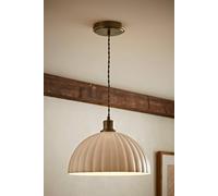 ValueLights Bourton Cream Ribbed Dome Pendant Ceiling Light in Gold ValueLights Gold