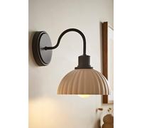 ValueLights Bourton Cream Ribbed Dome Wall Light in Black ValueLights Black
