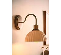 Valuelights Bourton Cream Ribbed Dome Wall Light With Bulb In Gold Gold