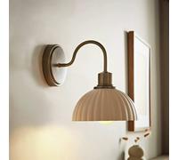 Valuelights Bourton Antique Gold Wall Light With Ribbed Dome Shade