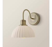ValueLights | Bourton Pair of Brushed Gold Wall Lights with Ribbed Dome Shade | Wall Light, Home Décor & Improvement Essential