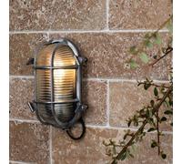ValueLights Bow Oval Bulkhead IP64 Outdoor Garden Wall Light with Cool White Bulb in Silver ValueLights Silver