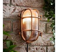MiniSun | Modern Rustic Copper Effect Nautical Design Wall Light | Outdoor Wall Lights, Home Décor & Improvement Essential | Includes 4W LED Bulb [2700K Warm White] | Mains Wired