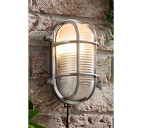 ValueLights Bow Nautical Oval Bulkhead IP64 Outdoor Garden Wall Light in Silver ValueLights Silver
