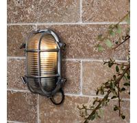 Valuelights Bow Oval Bulkhead Ip64 Outdoor Garden Wall Light With Warm White Bulb In Silver Silver One Size