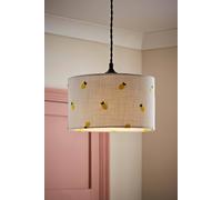 Valuelights Brae Natural White Fabric Lemon Embroidered Drum Lamp Shade In Off White Off White