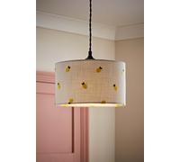 ValueLights | Easy Fit Small Lemon Embroidered Fabric Drum Light Shade Bedroom Hallway Lampshade | Shades, Home Décor & Improvement Essential | 250mm Shade Width