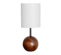 ValueLights | Brandon White Tall Linen Lamp Shade Dark Walnut Wood Ball Table Lamp with Bulb | Table Lamps, Home Décor & Improvement Essential | Light Bulb Included