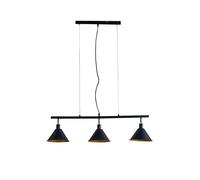 MiniSun | Modern 3 Way Suspended Ceiling Light with Matt Black/Gold Metal Cone Shades | Pendant Lights, Home Décor & Improvement Essential