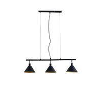 MiniSun | Modern 3 Way Suspended Ceiling Light with Matt Black/Gold Metal Cone Shades | Pendant Lights, Home Décor & Improvement Essential