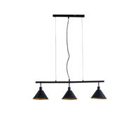 Valuelights Brisner Modern 3 Way Suspended Ceiling Light With Black/gold Metal Cone Shades With Led Golfball Bulb In Warm White