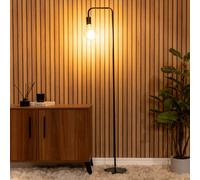 Valuelights Bronx Industrial Style Black Metal Curved Stem Floor Lamp - Bulb Included
