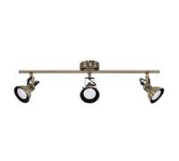 Valuelights Brunel 3 Way Adjustable Domed Heads Straight Bar Ceiling Spotlight Antique Brass Finish