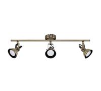 Valuelights Brunel 3 Way Adjustable Domed Heads Straight Bar Ceiling Spotlight Antique Brass Finish