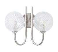 Elle Brushed Chrome 2 Way IP44 Bathroom Glass Shade Wall Light with LED Bulbs ValueLights Silver One Size