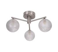 Elle Brushed Chrome 3 Way IP44 Bathroom Glass Shade Ceiling Light ValueLights Silver One Size