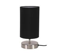 ValueLights | Brushed Chrome Cylinder Touch Dimmer Table Lamp with Black Fabric Shade | Home Décor, Bedside & Desk Lamp | Includes Bulb