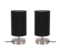 ValueLights | Brushed Chrome Cylinder Touch Dimmer Table Lamp with Black Fabric Shade | Home Décor, Bedside & Desk Lamp | Includes Bulb