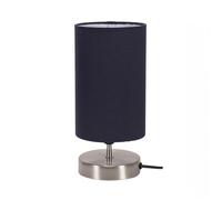 ValueLights | Brushed Chrome Cylinder Touch Dimmer Table Lamp with Navy Blue Fabric Shade | Home Décor, Bedside & Desk Lamp | Includes Bulb