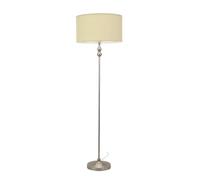 ValueLights | Brushed Chrome Metal Candlestick Floor Lamp with Natural Fabric Drum Shade Living Room Light | Floor Lamps, Home Décor & Improvement Essential | Included LED Bulb