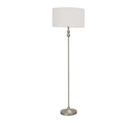 ValueLights | Brushed Chrome Metal Candlestick Floor Lamp with White Fabric Drum Shade Living Room Light | Floor Lamps, Home Décor & Improvement Essential | Included LED Bulb