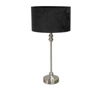 ValueLights | Brushed Chrome Metal Candlestick Table Lamp with Black Velvet Drum Shade Bedside Light | Table Lamps, Home Décor & Improvement Essential