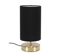 ValueLights | Brushed Gold Cylinder Touch Dimmer Table Lamp with Black Fabric Shade Bedside Light Bedside Light | Table Lamps, Home Décor & Improvement Essential | Included LED Bulb