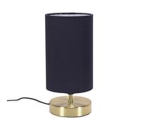 ValueLights | Brushed Gold Cylinder Touch Dimmer Table Lamp with Navy Blue Fabric Shade | Home Décor, Bedside & Desk Lamp | Includes Bulb