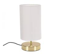 ValueLights | Brushed Gold Cylinder Touch Dimmer Table Lamp with White Fabric Shade | Home Décor, Bedside & Desk Lamp | Includes Bulb