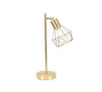 ValueLights | Brushed Gold Metal Table Desk Lamp with Geometric Basket Cage Shade for Living Room Bedroom | Shades, Home Décor & Improvement Essential | Included LED Bulb | 125mm Shade Width