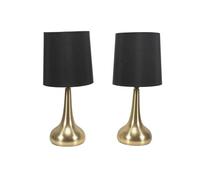 ValueLights | Brushed Gold Teardrop Touch Dimmer Table Lamps with Black Shade | Home Décor, Bedside & Desk Lamp | Includes Bulb