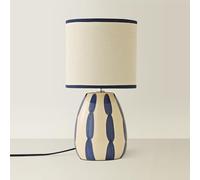 ValueLights Brynn Natural & Navy Ceramic Stripe Table Lamp with Bulb in Cream ValueLights Cream