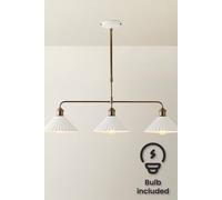 Valuelights Burford White Ceramic Ribbed 3 Drop Diner Ceiling Light With Bulbs