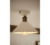 Valuelights Burford White Ceramic Ribbed Semi Flush Ceiling Light