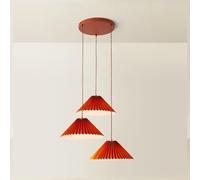 ValueLights Akira Pleated 3 Way Triple Drop Ceiling Pendant Light with LED Bulbs in Burnt Orange ValueLights Burnt Orange