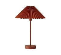 ValueLights | Burnt Orange Metal Single Stem Table Lamp with Pleated Lampshade | Home Décor, Bedside & Desk Lamp | Includes Bulb
