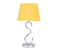 Valuelights Cabonna Modern Sl esign Polished Chrome Touch Table Lamp With Mustard Light Shade