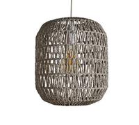 Valuelights Cabral Modern Grey Woven Rope Ceiling Pendant Drum Light Shade - Includes 4W Led Filament Bulb 2700K Warm White