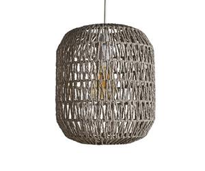 Valuelights Cabral Modern Grey Woven Rope Ceiling Pendant Drum Light Shade - Includes 4W Led Filament Bulb 2700K Warm White