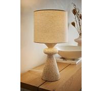 Valuelights Cady Stone Effect Natural Table Lamp With Drum Shade In Cream Cream