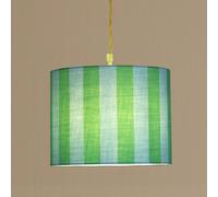 ValueLights | Callie Colour Clash Blue and Green Stripe Large Fabric Drum Lamp Shade with Bulb