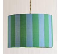 ValueLights | Callie Colour Clash Blue and Green Stripe Large Fabric Drum Lamp Shade | 295mm Shade Width