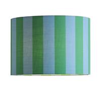 ValueLights | Callie Colour Clash Blue and Green Stripe Large Fabric Drum Lamp Shade with Bulb