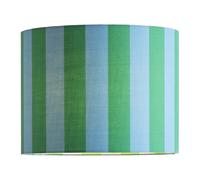 ValueLights | Callie Colour Clash Blue and Green Stripe Small Fabric Drum Lamp Shade with Bulb | 260cm Shade Width