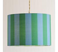 Valuelights Callie Colour Clash Blue And Green Stripe Fabric Drum Lamp Shade Multi